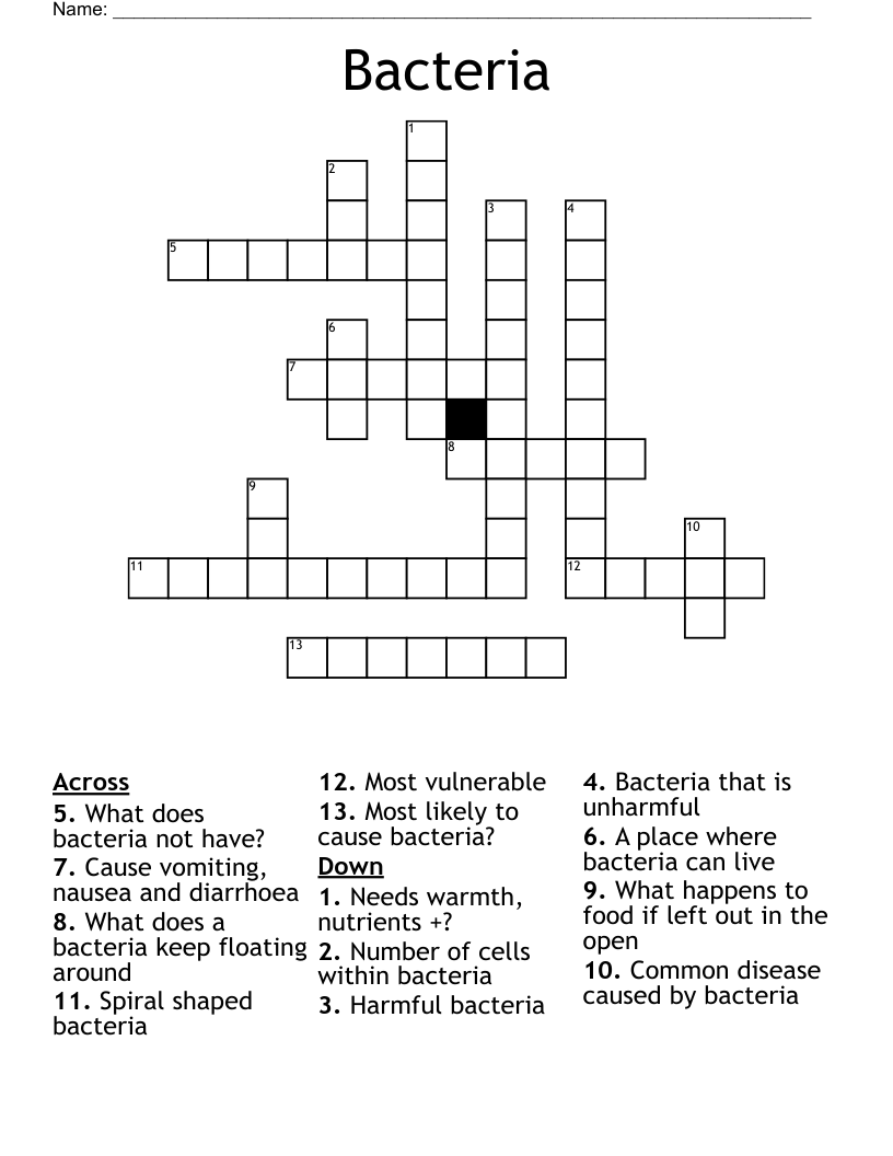 Bacteria Crossword