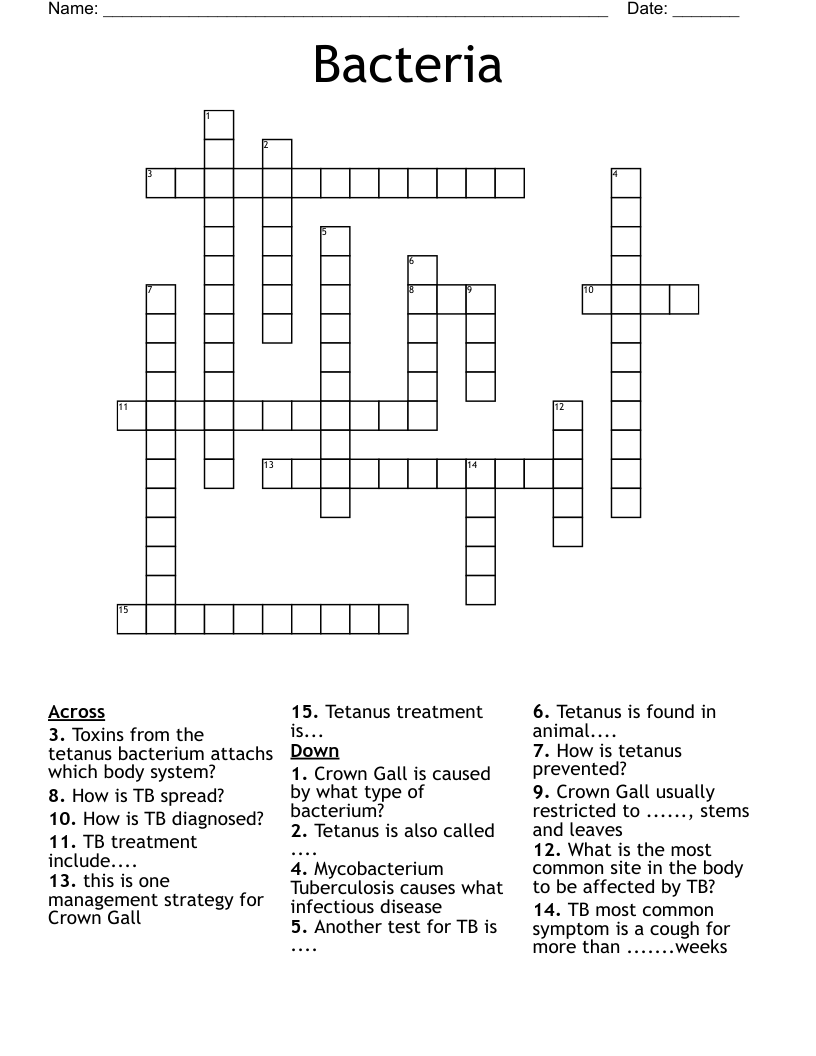 Bacteria Crossword