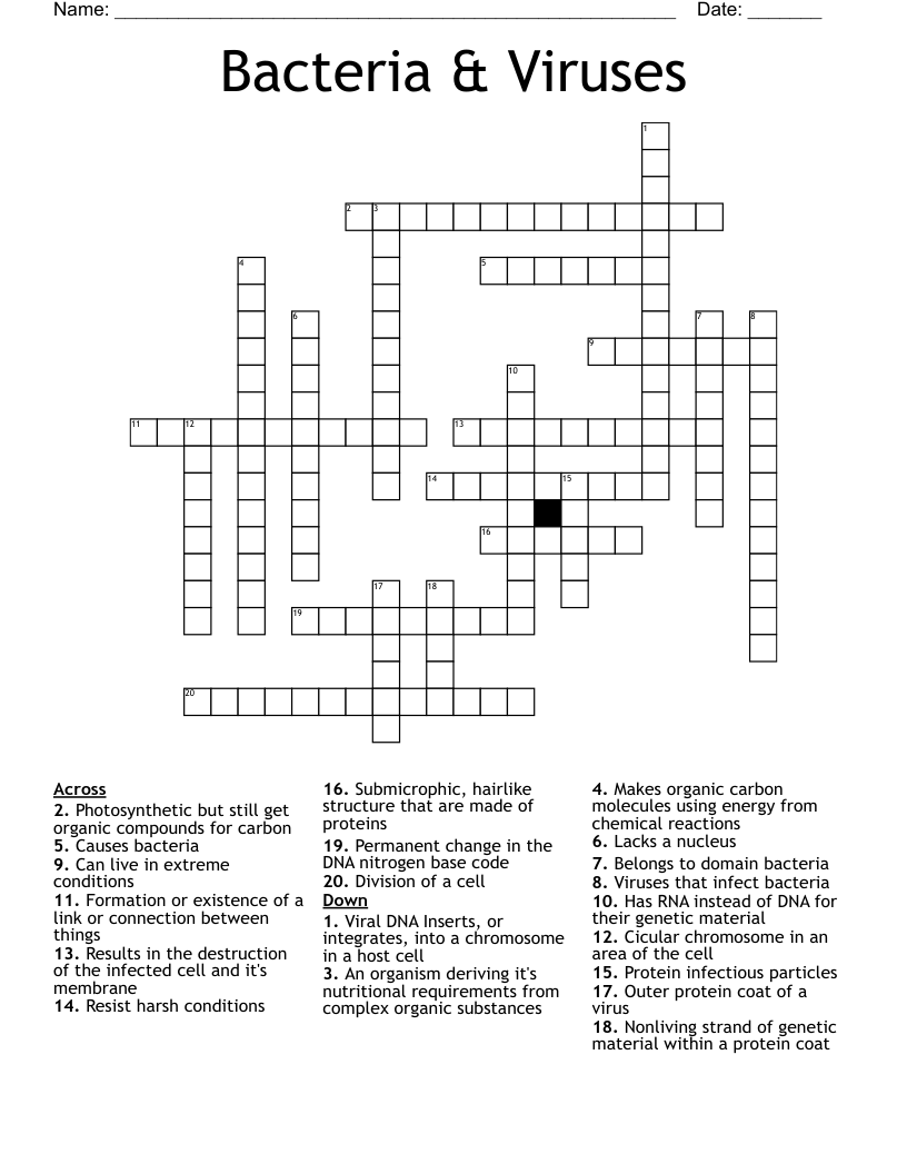 Bacteria & Viruses  Crossword
