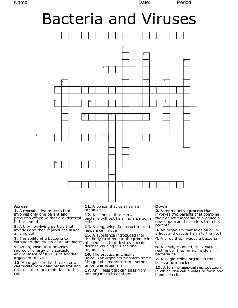 Bacteria and Viruses Crossword