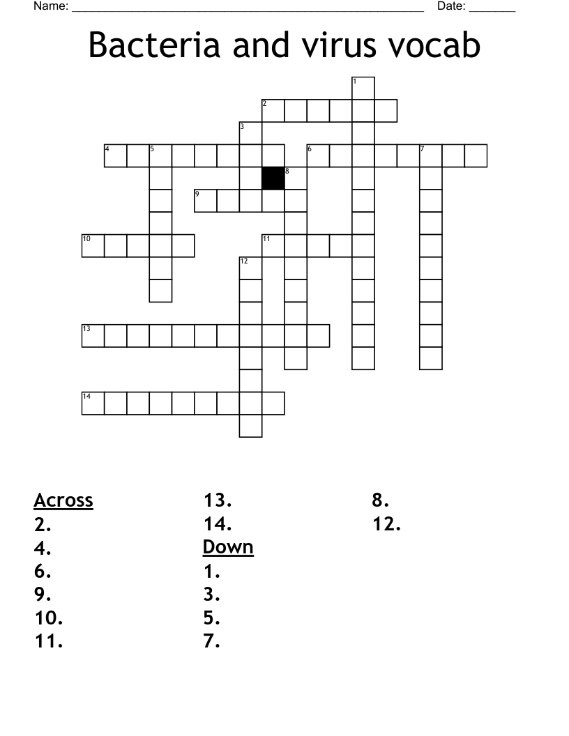 Bacteria and virus vocab Crossword