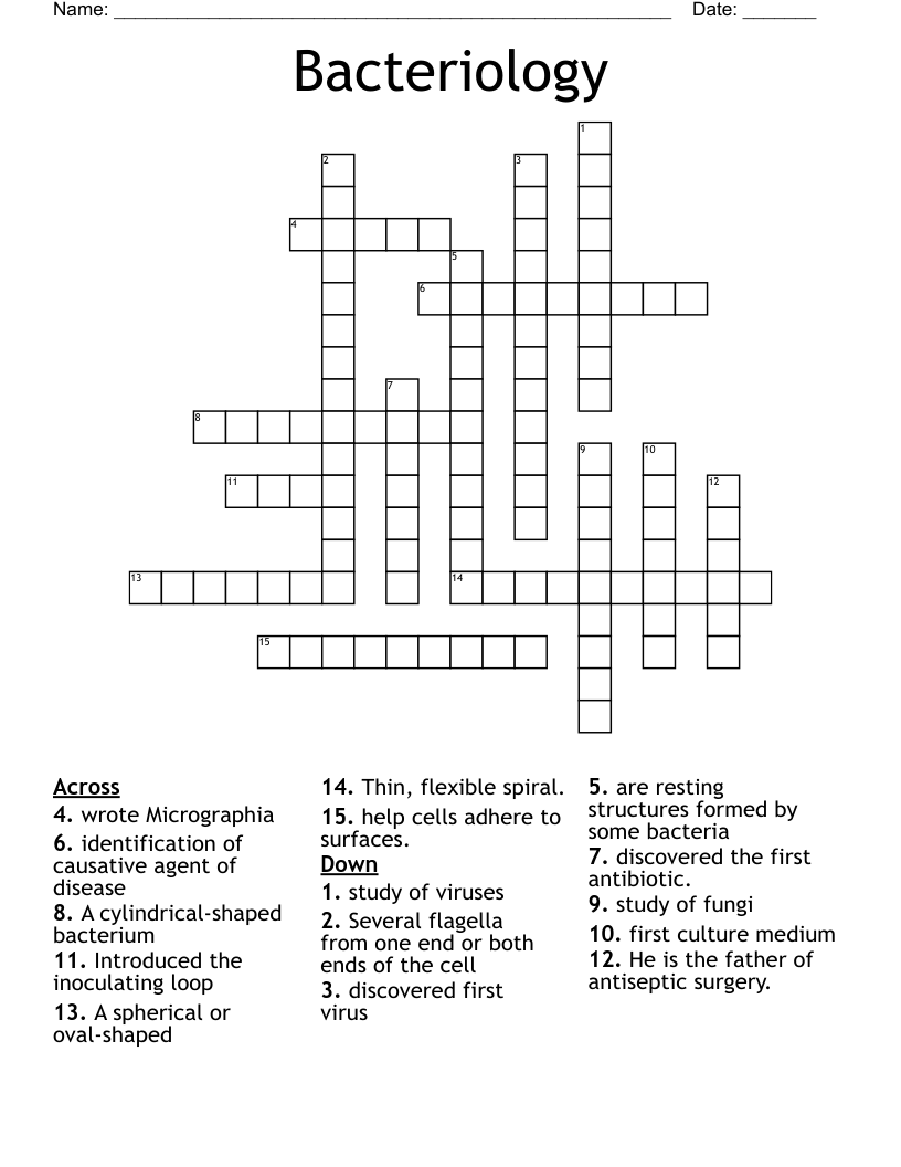 Bacteriology Crossword