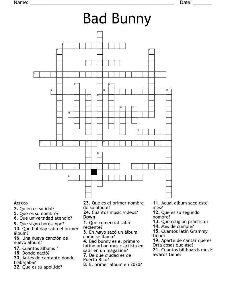 Bad Bunny Crossword