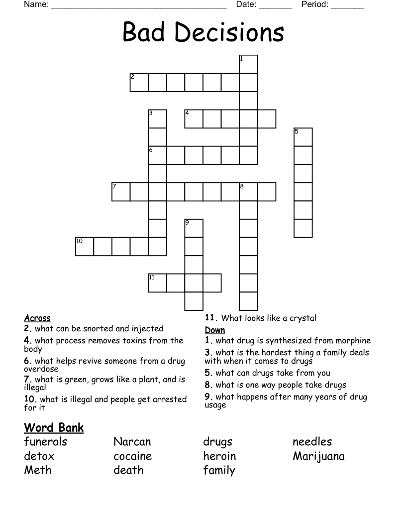 Bad Decisions Crossword