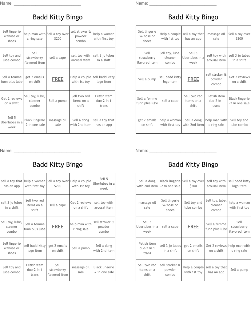 Badd Kitty Bingo