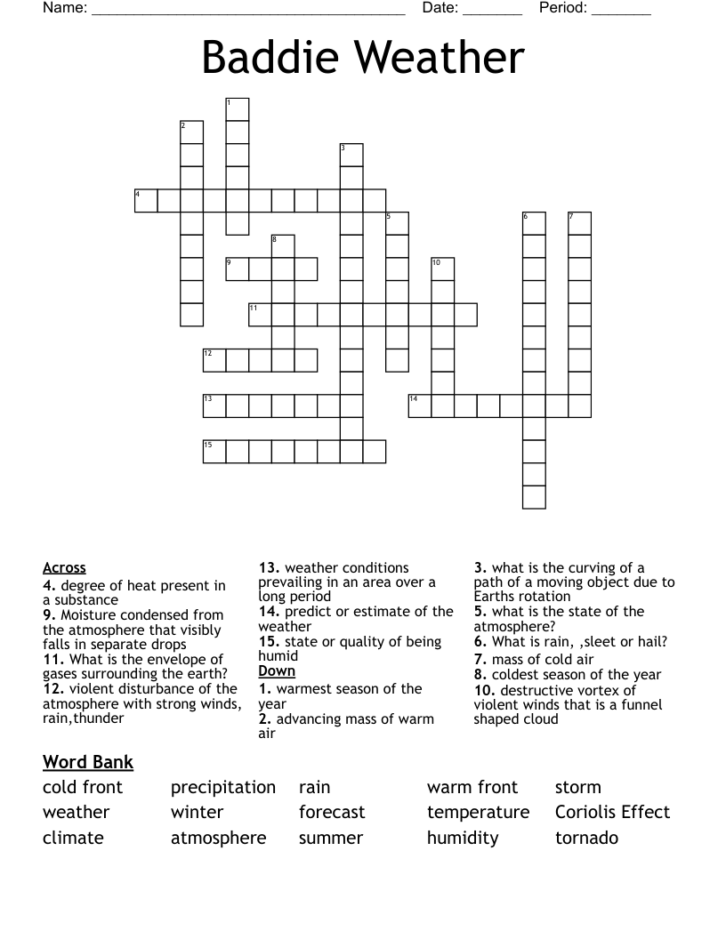 Baddie Weather Crossword