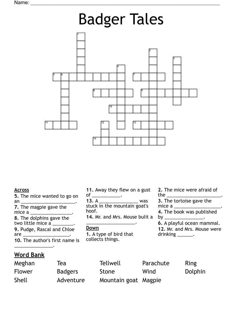 Badger Tales Crossword