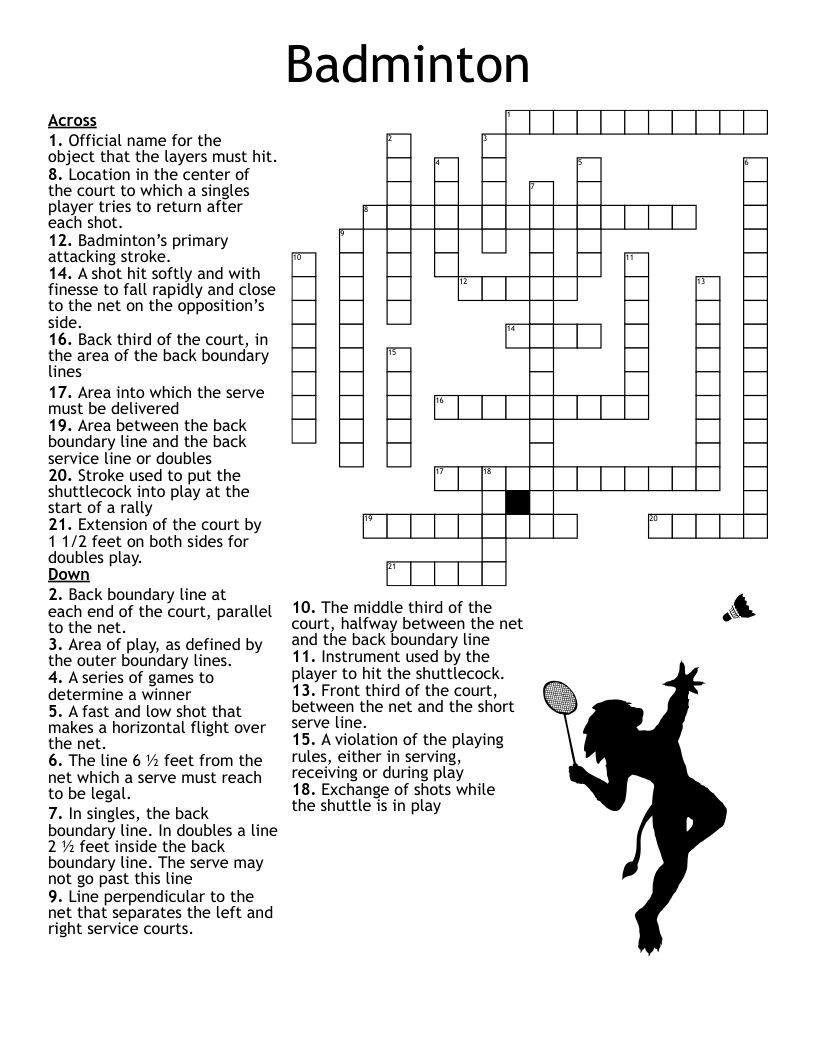 Badminton  Crossword