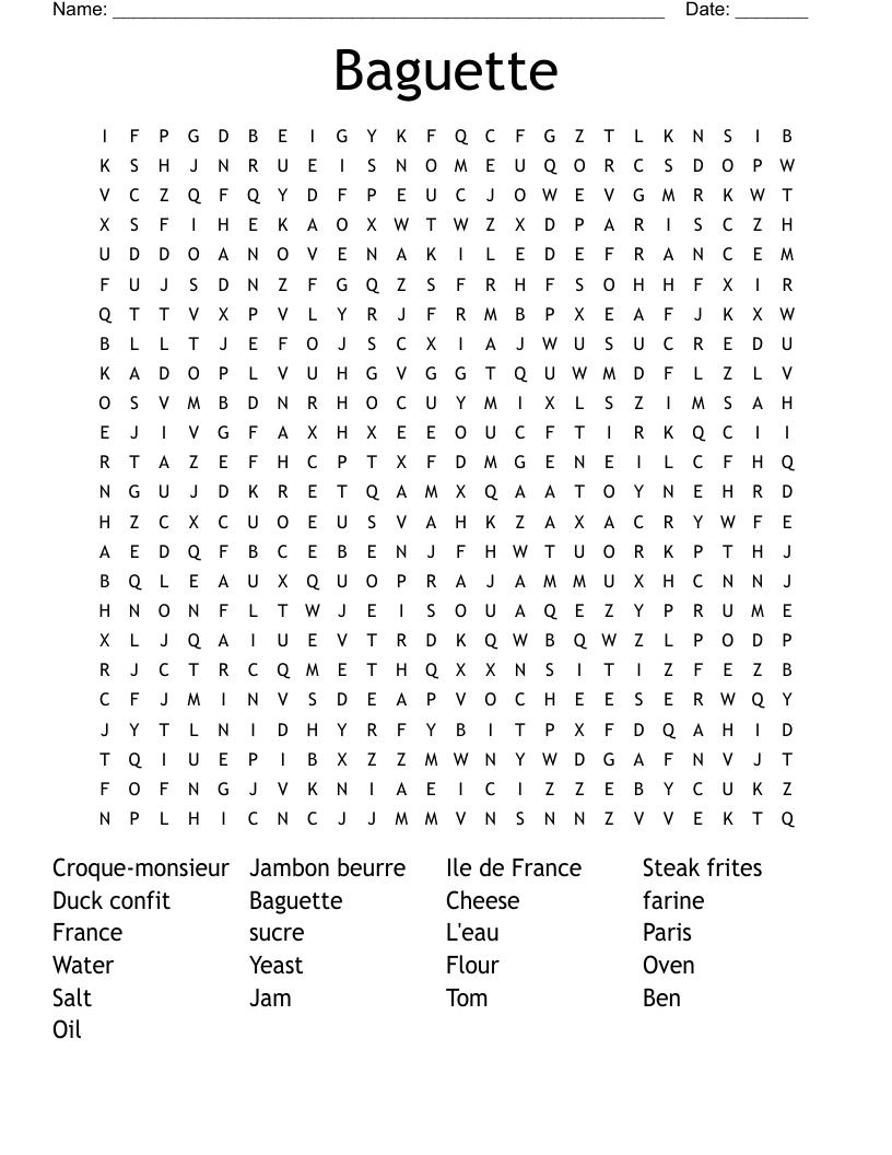 Baguette  Word Search