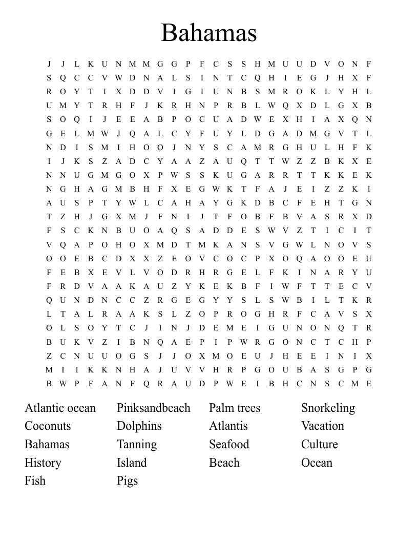 Bahamas Word Search