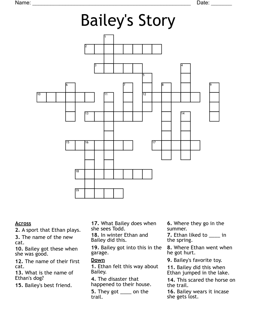 Bailey's Story Crossword