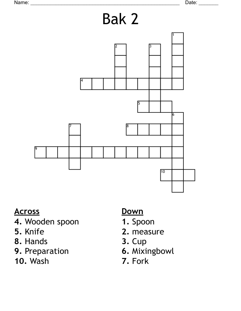 Bak 2 Crossword