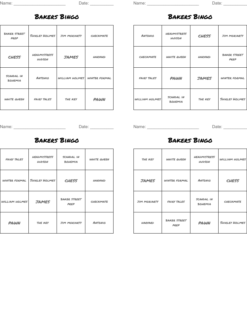 Bakers Bingo