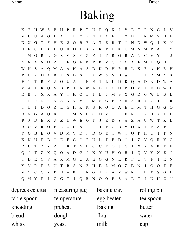 Baking Word Search
