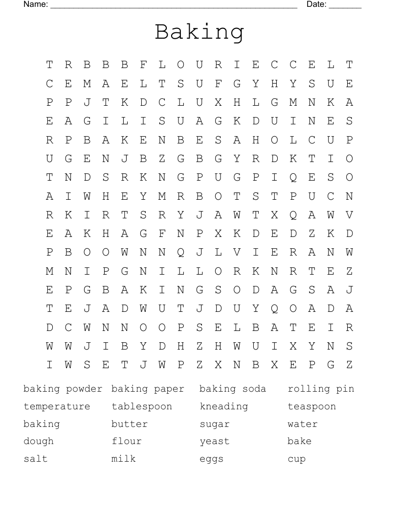 Baking Word Search