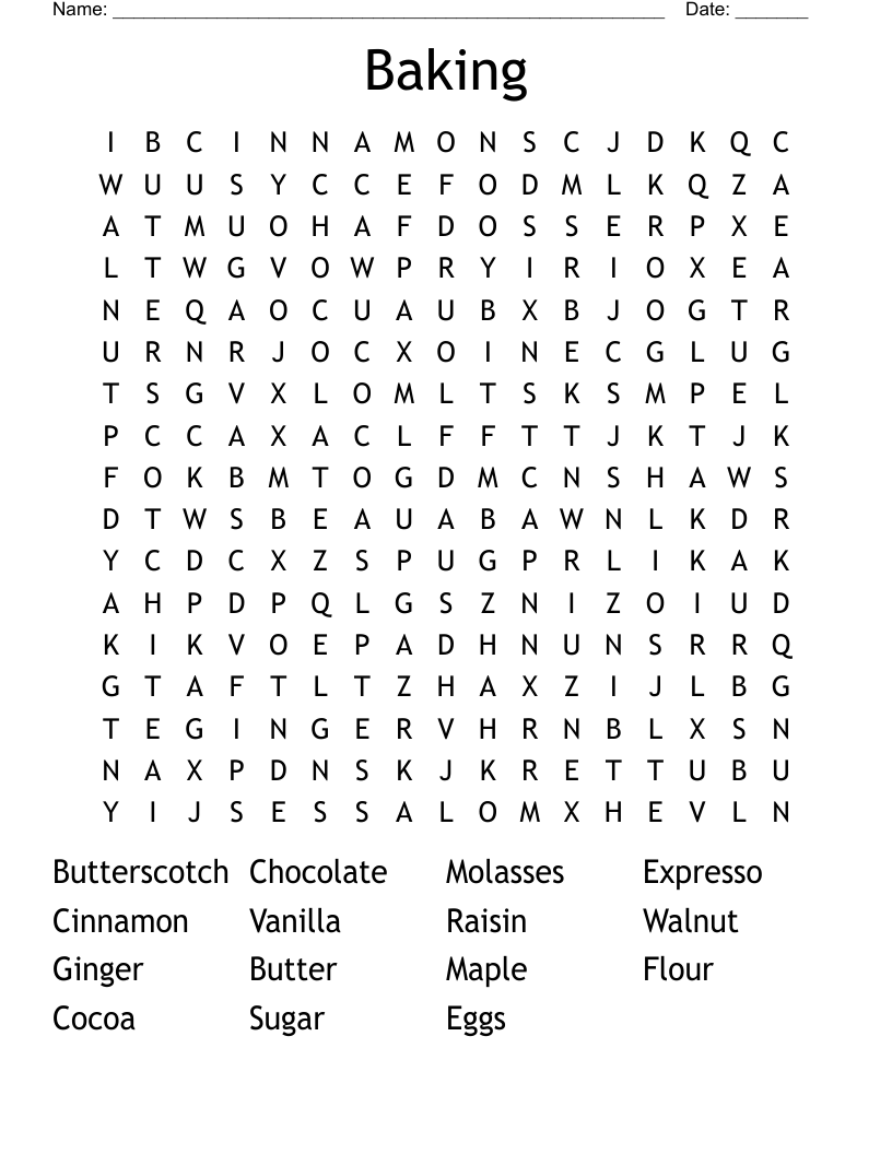 Baking Word Search