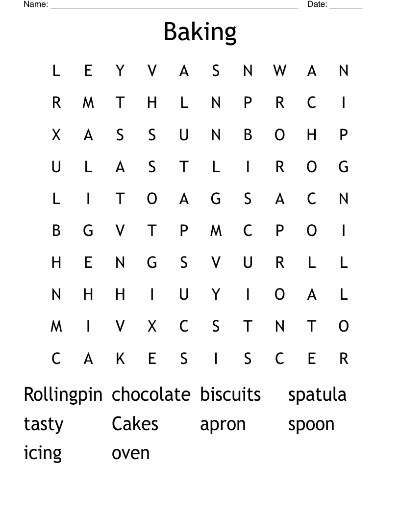 Baking Word Search