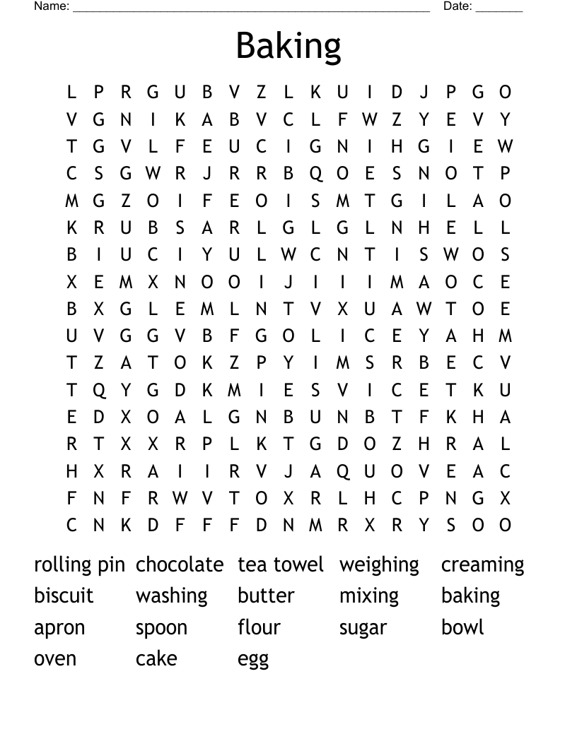 Baking Word Search
