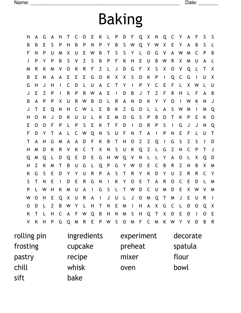 Baking Word Search
