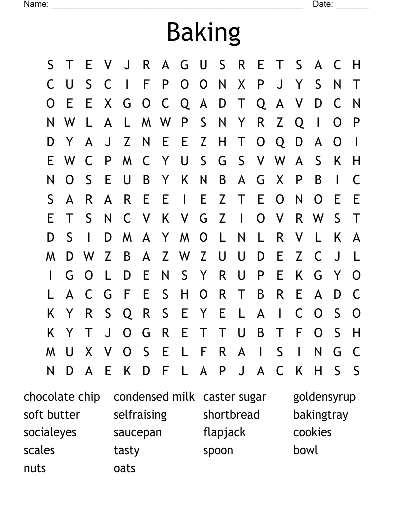 Baking Word Search