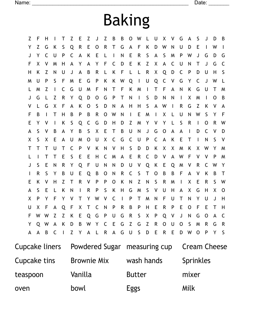 Baking Word Search