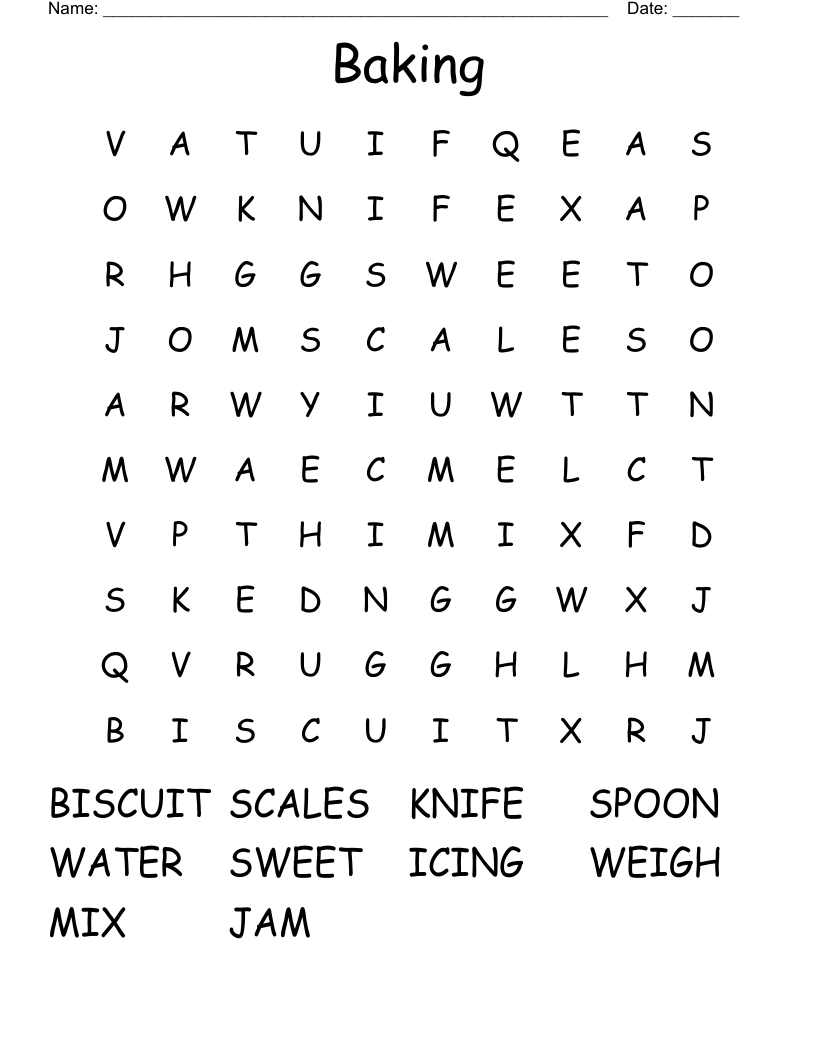 Baking Word Search