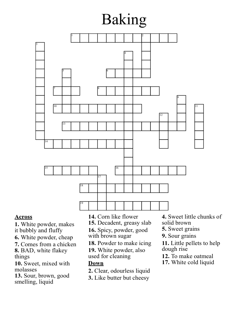Baking Crossword