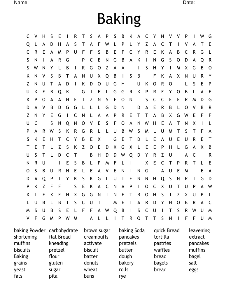 Baking Word Search