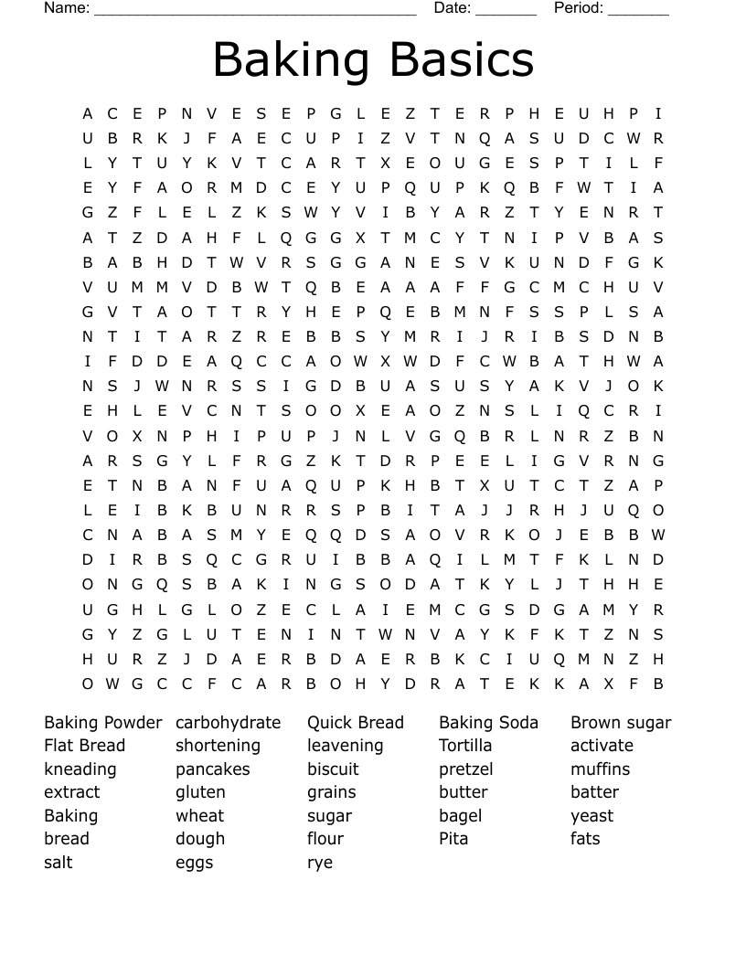 Baking Basics Word Search