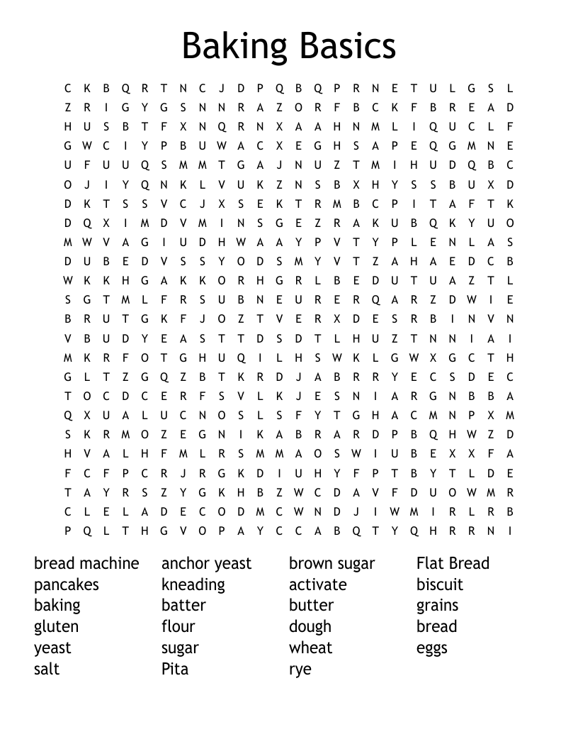 Baking Basics Word Search