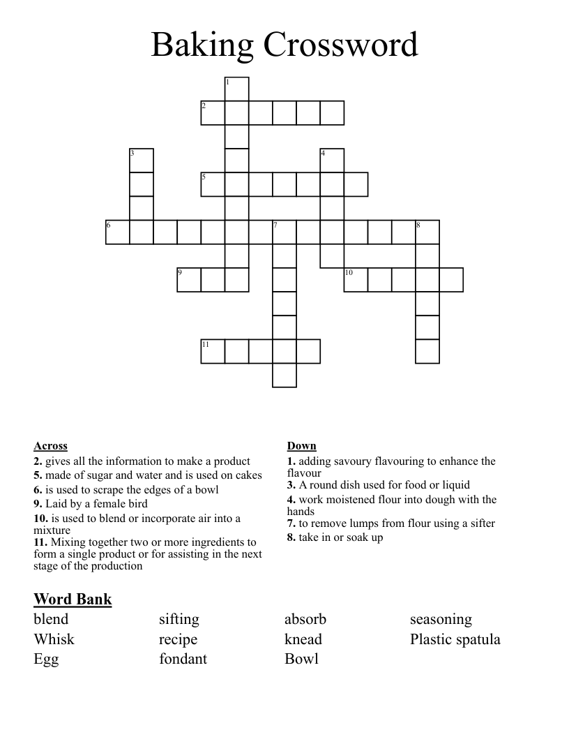 Baking Crossword