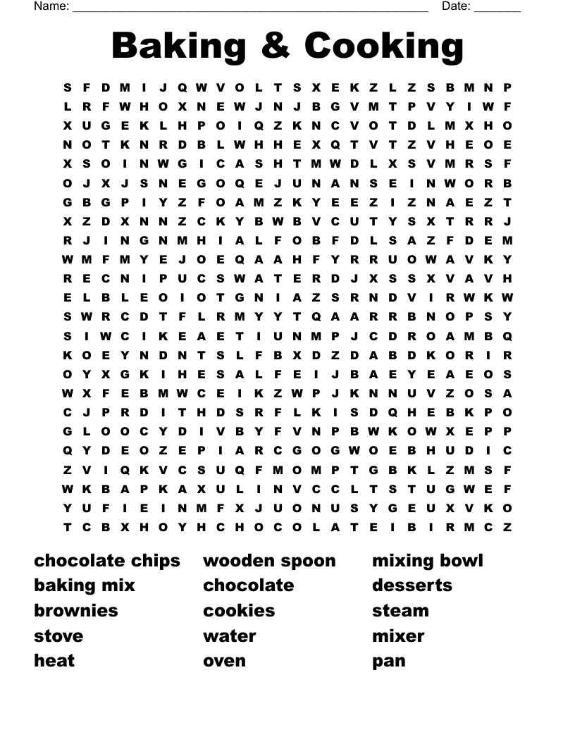 Baking & Cooking Word Search