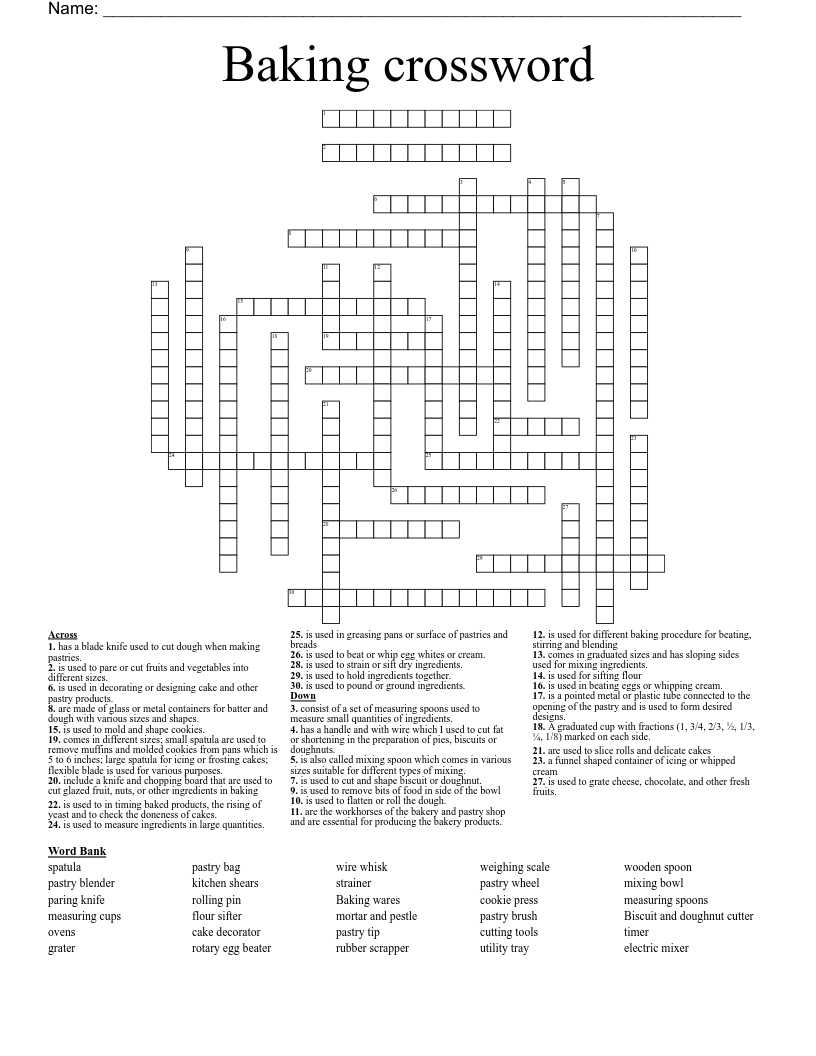 Baking crossword