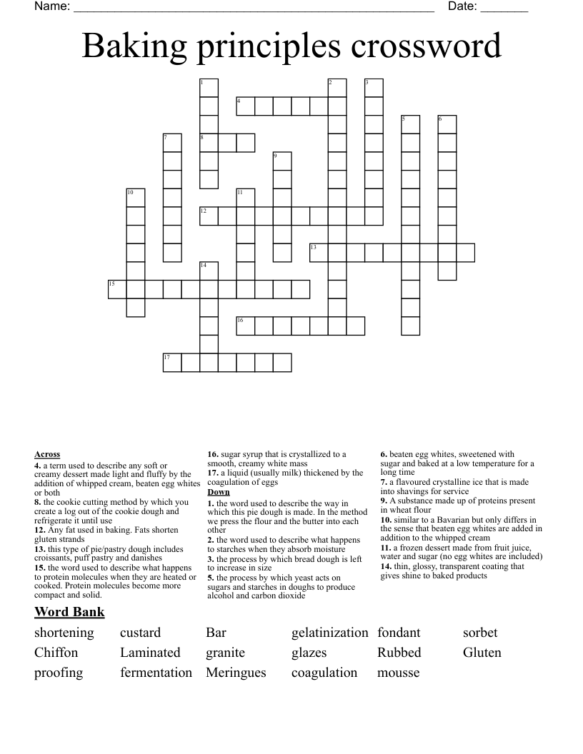Baking principles crossword