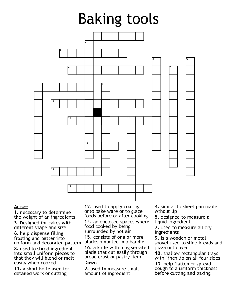 Baking tools Crossword