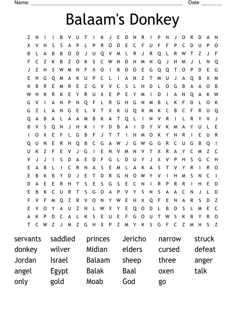 Balaam's Donkey Word Search