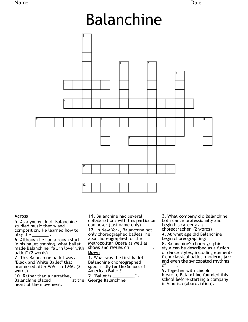 Balanchine Crossword