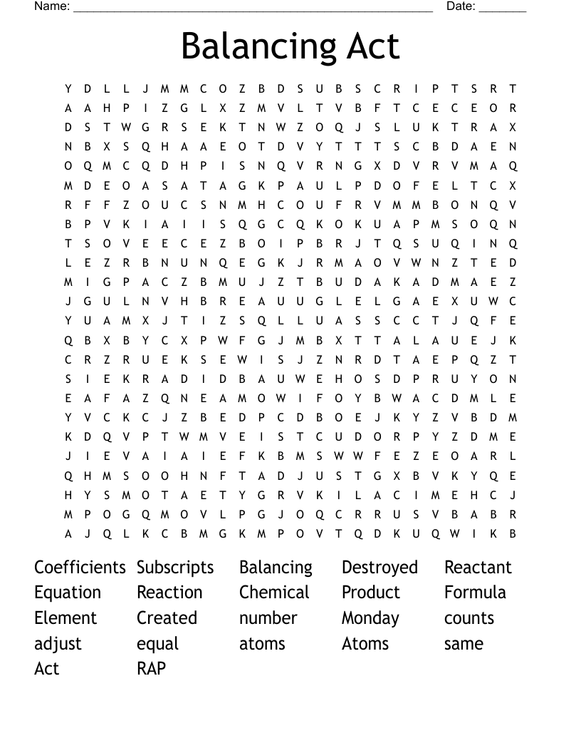 Balancing Act Word Search