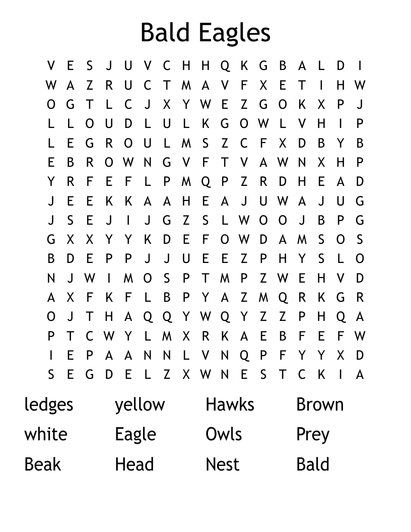 Bald Eagles Word Search