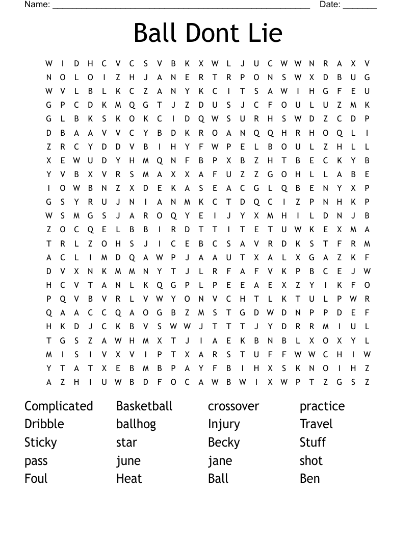 Ball Dont Lie Word Search