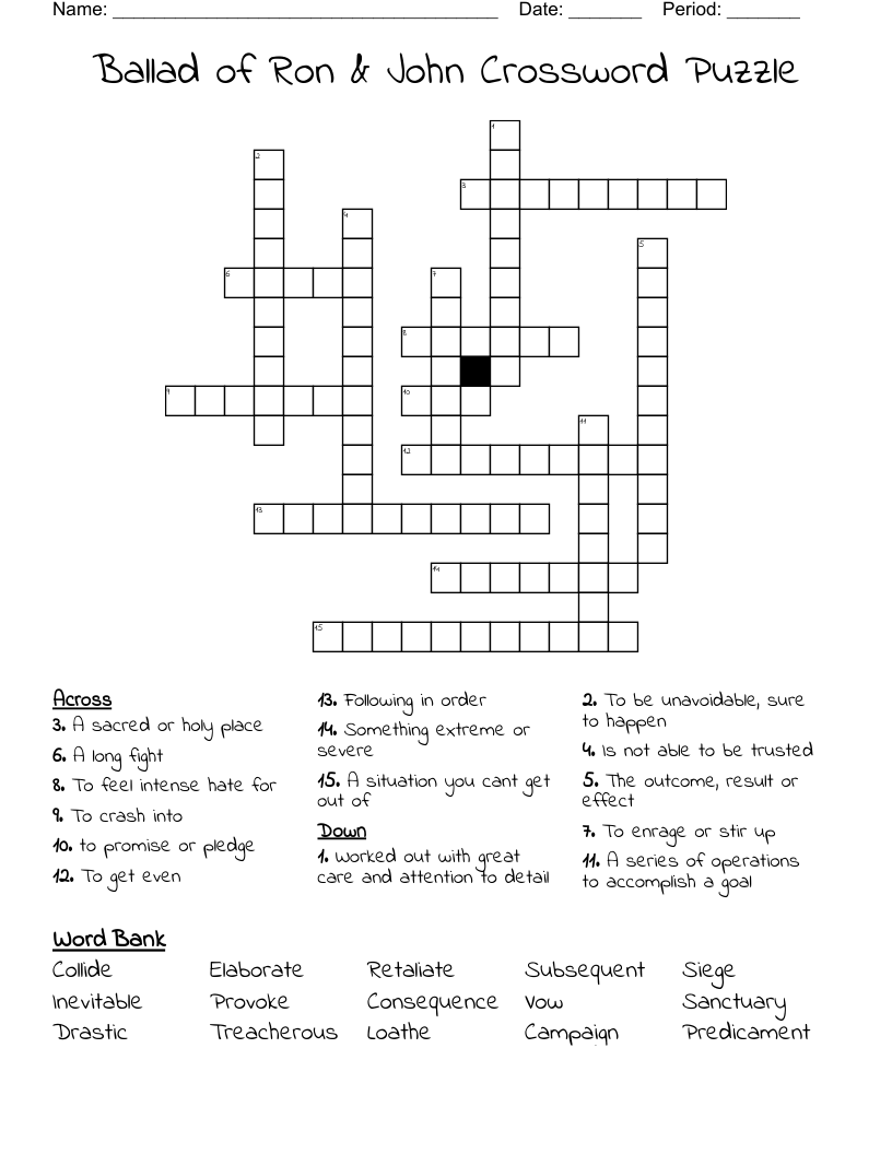 Ballad of Ron & John Crossword Puzzle