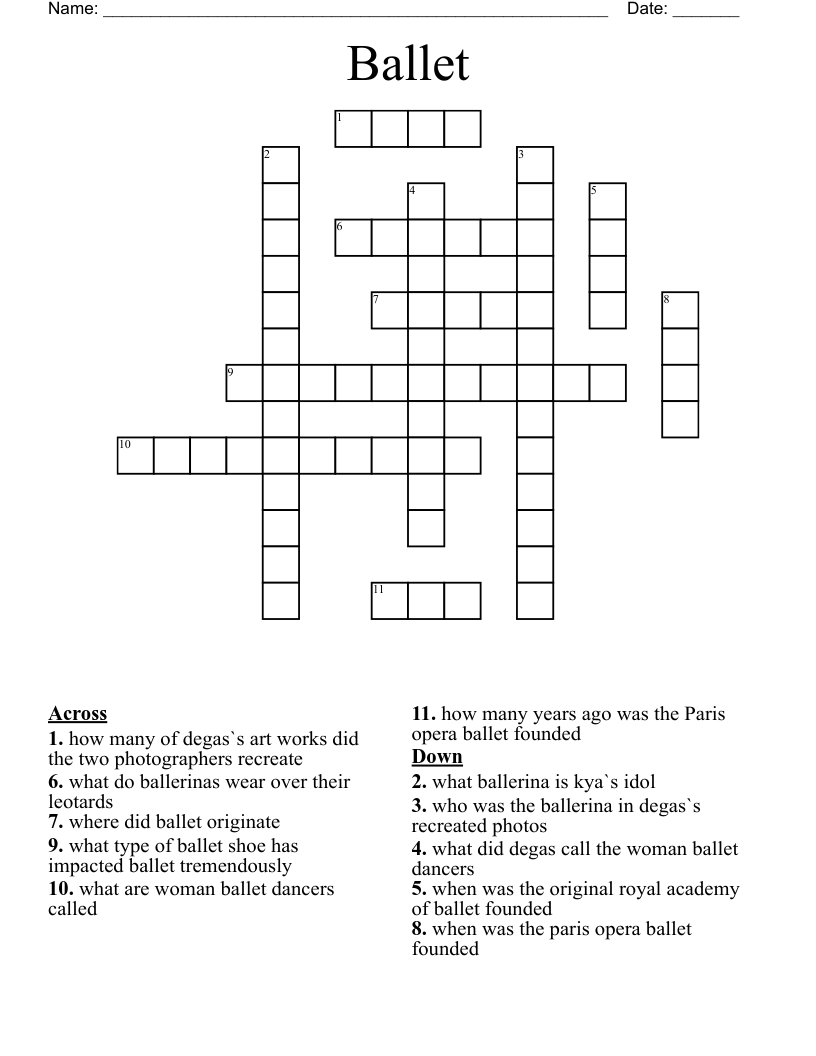 Ballet Crossword
