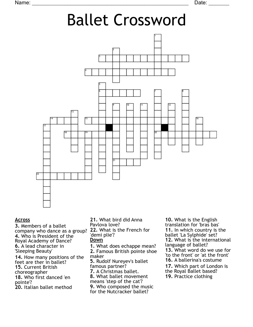 Ballet Crossword