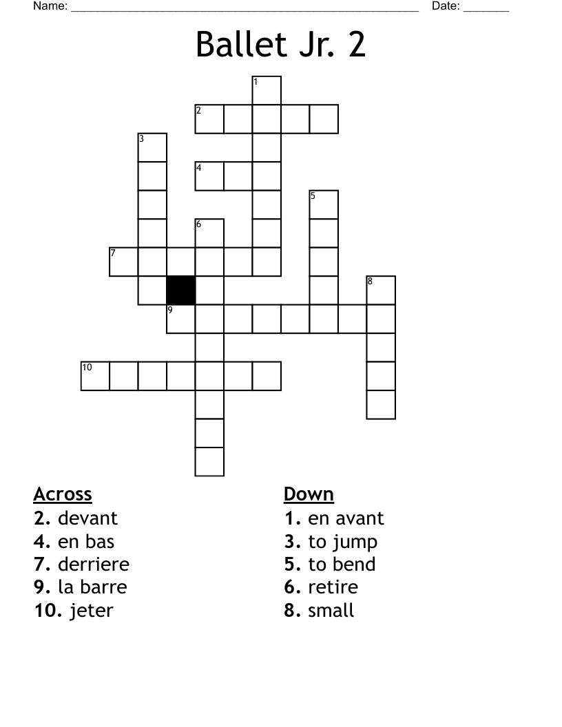 Ballet Jr. 2 Crossword