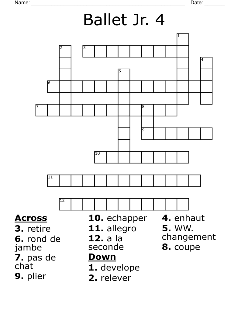 Ballet Jr. 4  Crossword