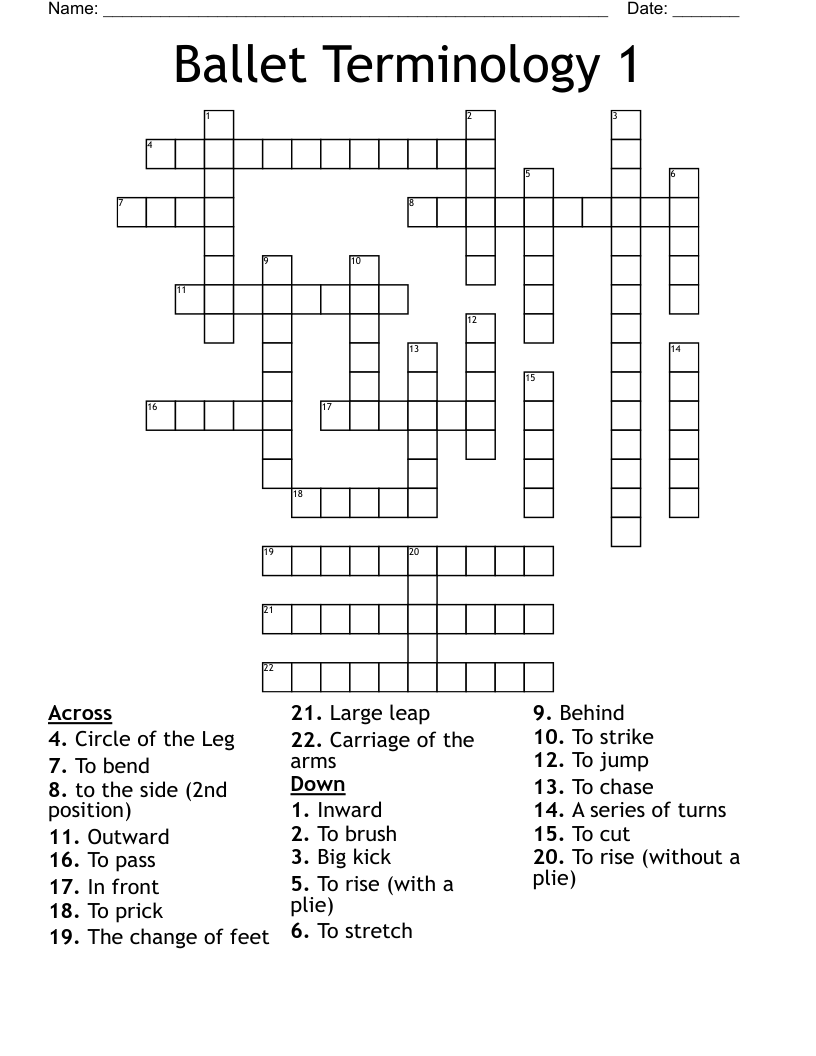 Ballet Terminology 1 Crossword