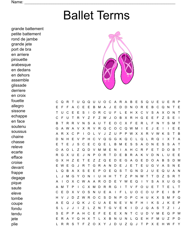 Ballet Terms Word Search