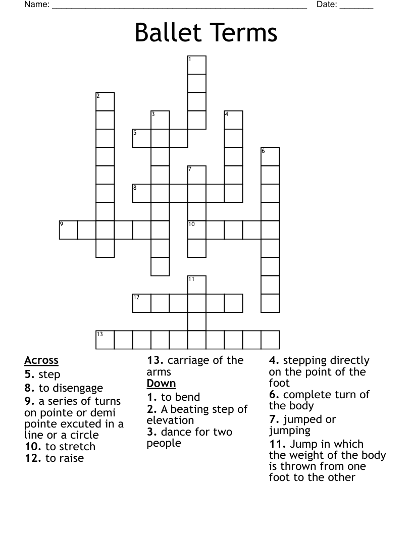 Ballet Terms Crossword