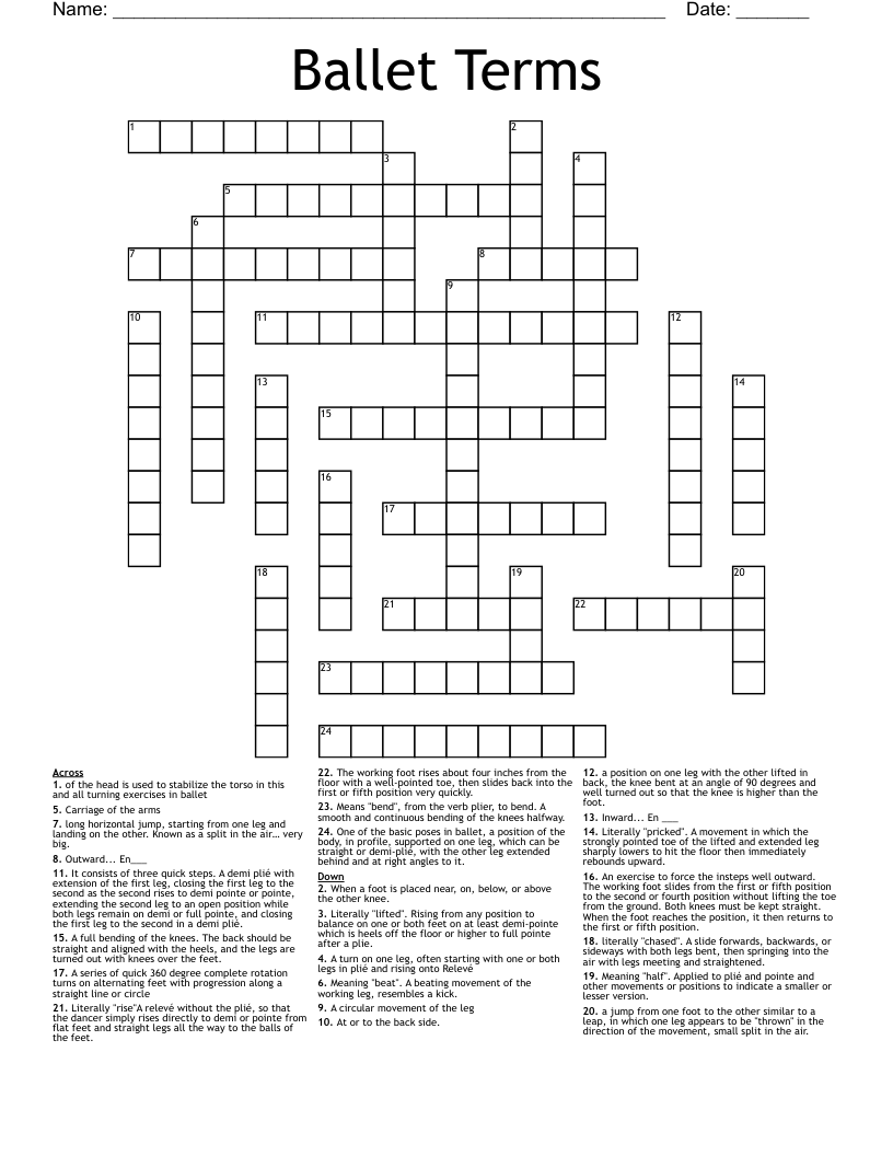 Ballet Terms Crossword