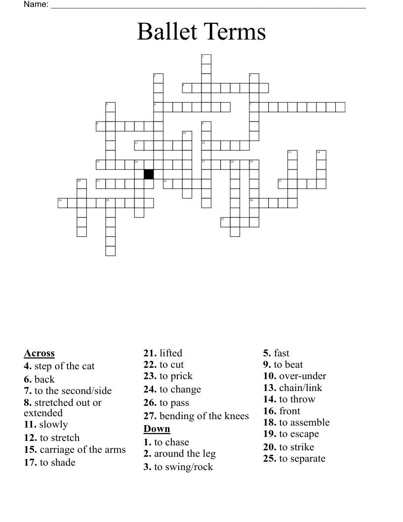 Ballet Terms Crossword
